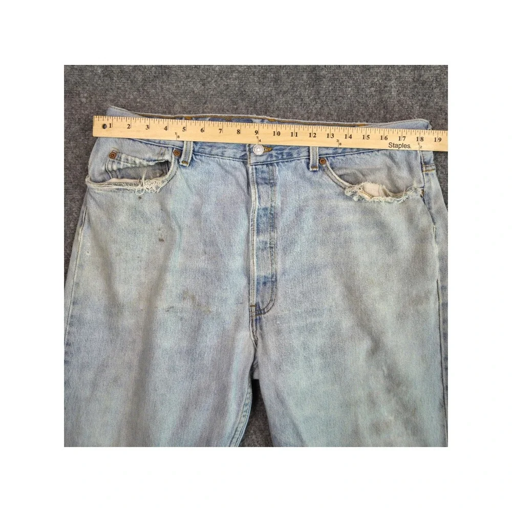 Vintage 90s Levi's 501 Jeans Mens 40x32 Light Wash Denim Made in USA Distressed